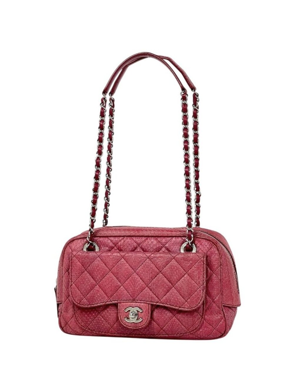 Chanel CC Logo Chain Shoulder Bag Quilted Leather